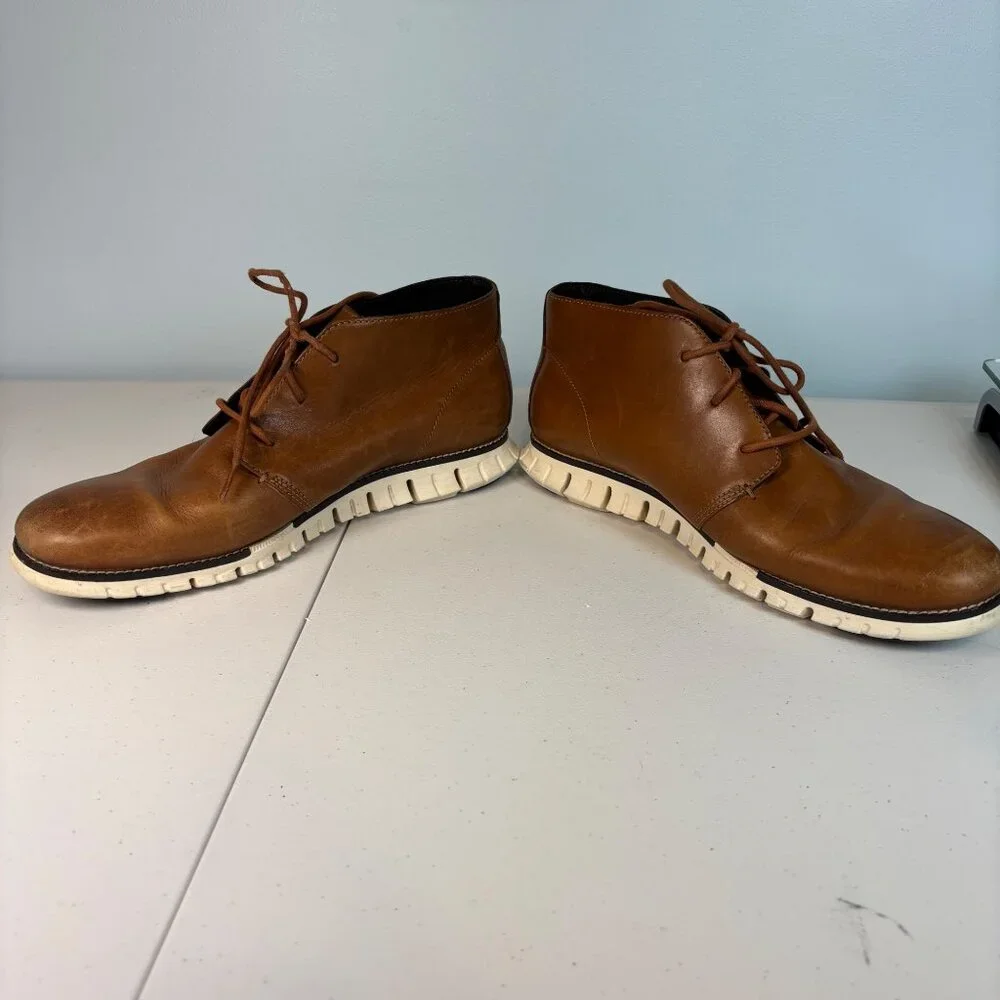 Cole Haan ZERØGRAND Chukka Boots Men’s 10M British Tan Leather Comfort Shoes - Picture 9 of 16